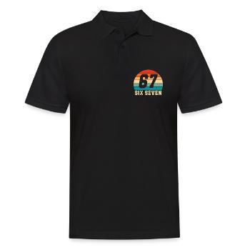 67 Six Seven Brainrot  - Männer Poloshirt - Schwarz - Vorne - Kai (181cm)
