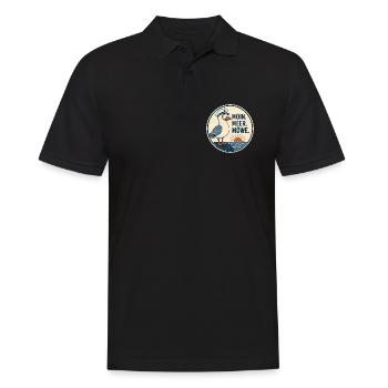 Moin Meer Möwe – Norddeutscher Küsten Spruch - Männer Poloshirt - Schwarz - Vorne - Kai (181cm)