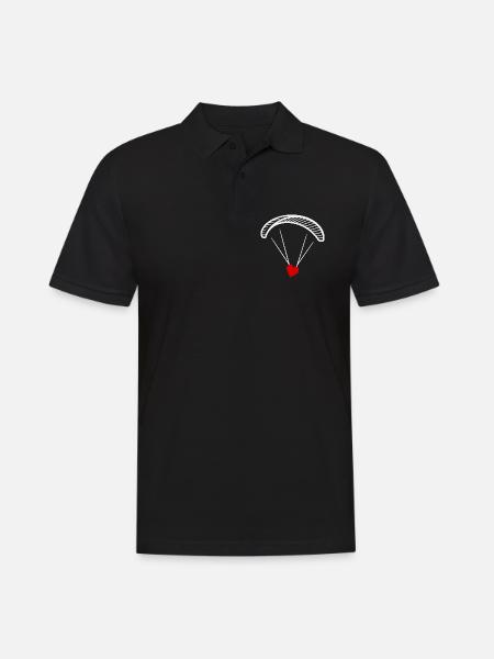 Paragleiter - Gleitschirm mit Herz - Valentinstag - Männer Poloshirt - Schwarz