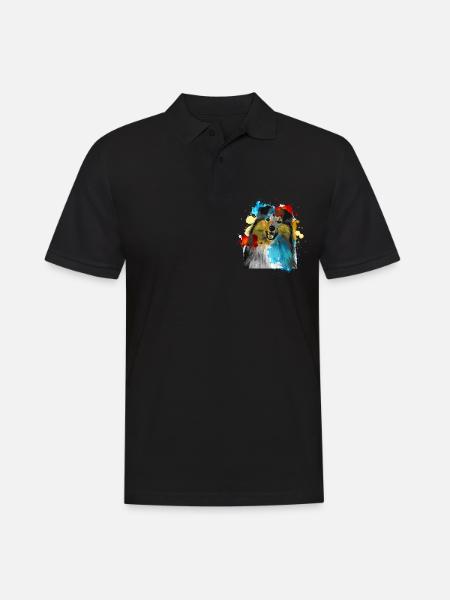 Sheltie Wasserfarben Bunt - Männer Poloshirt - Schwarz