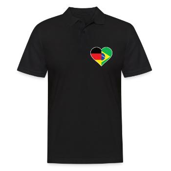 Germany Brazil Flag Heart | German Brazilian Gift - Männer Poloshirt - Schwarz - Vorne - Kai (181cm)