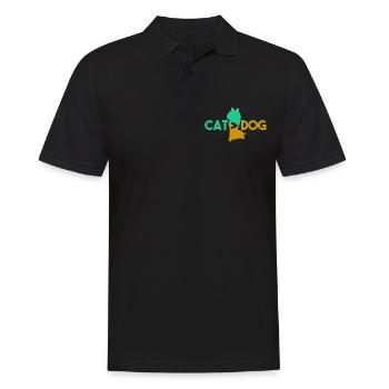 Katze > Hund - Männer Poloshirt - Schwarz - Vorne - Kai (181cm)