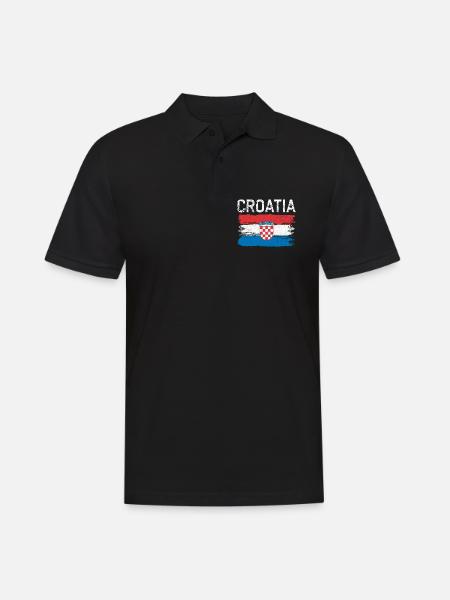 Kroatisches Pinselflaggenwappen - Männer Poloshirt - Schwarz