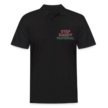 Step Daddy Material 14 - Männer Poloshirt - Schwarz - Vorne - Kai (181cm)
