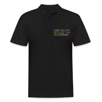 Ich bin gesund - vegetarisch - Männer Poloshirt - Schwarz - Vorne - Kai (181cm)