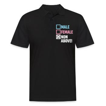 Männlich Weiblich Nicht Oben! Lustige Transgender - Männer Poloshirt - Schwarz - Vorne - Kai (181cm)