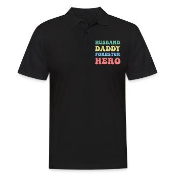 Husband, Dad, Forester, Hero, Arborist, Lumberjack - Men's Polo Shirt - black - Front - Kai (181cm)