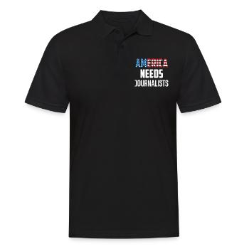 Amerika Braucht Journalisten: Autor, - Männer Poloshirt - Schwarz - Vorne - Kai (181cm)