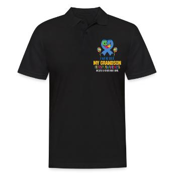 Je porte du bleu pour mon petit-fils autisme mamie TDAH - Polo Homme - noir - Devant - Kai (181cm)