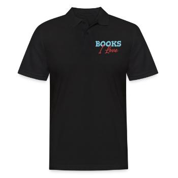Books I love, bookworm, bookworm, - Men's Polo Shirt - black - Front - Kai (181cm)