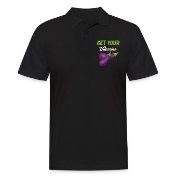 Aub Holen Sie Sich Ihre Vitamine Aubergine Aubergi - Männer Poloshirt - Schwarz - Vorne - Kai (181cm)