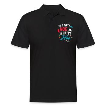 Eine Schmutzige Hacke Ist Eine Glückliche Hacke - Männer Poloshirt - Schwarz - Vorne - Kai (181cm)