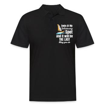 Swimming At My Windsurfing Place Funny - Men's Polo Shirt - black - Front - Kai (181cm)