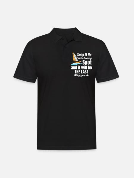Nager à mon endroit de planche à voile drôle - Polo Homme - noir