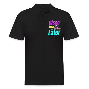 Disco Now Wine Later Classic Groovy Vintage - Men's Polo Shirt - black - Front - Kai (181cm)
