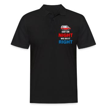 Day or night, we'll do it right - Men's Polo Shirt - black - Front - Kai (181cm)