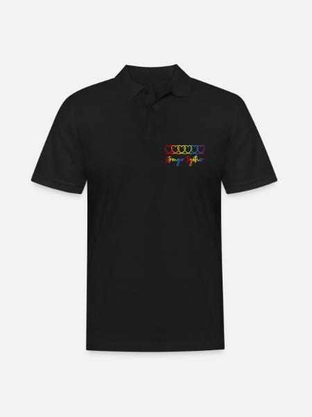 Stronger together Regenbogen Herzen Pride Month - Männer Poloshirt - Schwarz