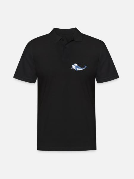 blauer Wal Fisch im Ozean mit Seemannsmütze - Männer Poloshirt - Schwarz