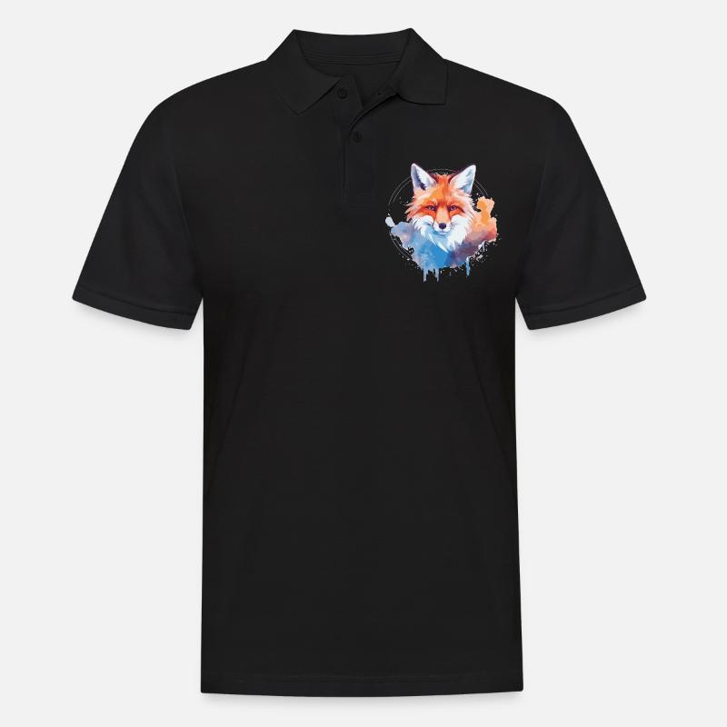 Volpe acquerello, Volpe - Polo da uomo - nero