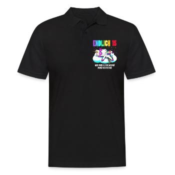 15. Geburtstag Mädchen Geschenk lustig Einhorn - Männer Poloshirt - Schwarz - Vorne - Kai (181cm)