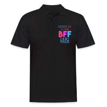 Glücklich wegen meiner BFF - Männer Poloshirt - Schwarz - Vorne - Kai (181cm)