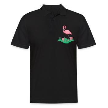 Flamingo Babies Teich Storch Rosa Pink Schilf - Männer Poloshirt - Schwarz - Vorne - Kai (181cm)
