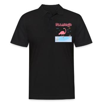 Flamingo Teich Rosa Seerose Schilf Ufer - Männer Poloshirt - Schwarz - Vorne - Kai (181cm)