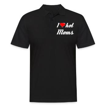 J’aime les mamans chaudes J’aime les mamans les hommes les papas - Polo Homme - noir - Devant - Kai (181cm)