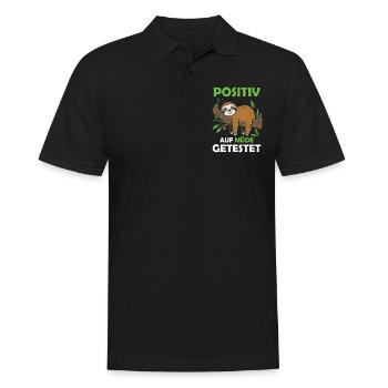 Funny sloth, no desire - Men's Polo Shirt - black - Front - Kai (181cm)
