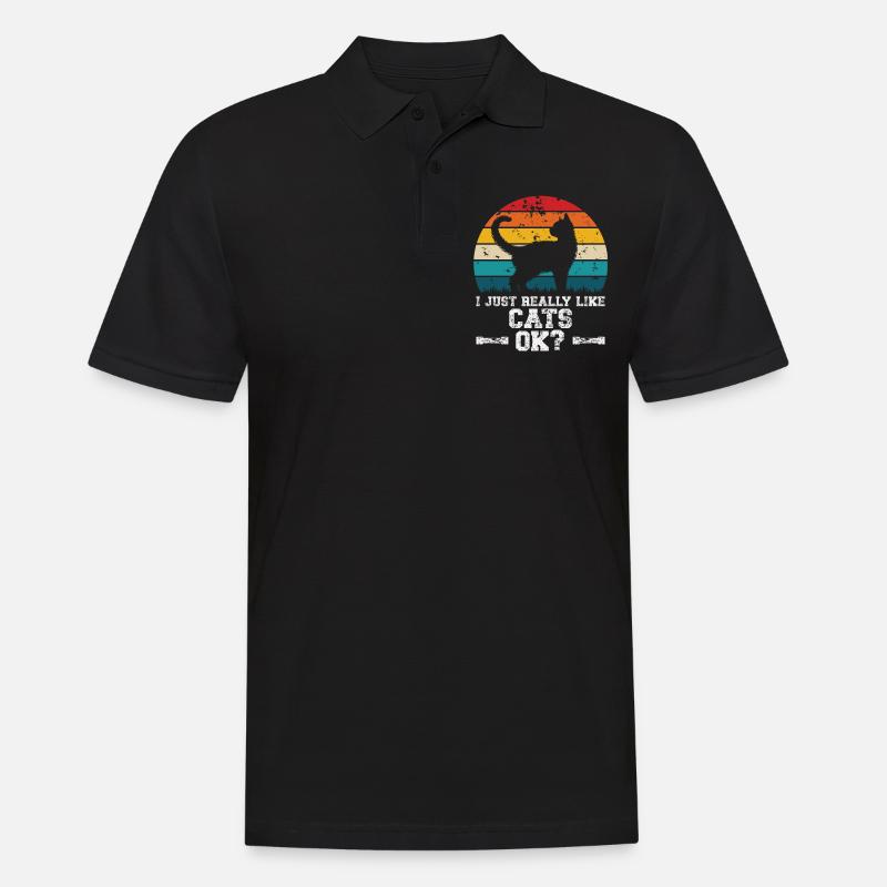 I really like cats - Männer Poloshirt - Schwarz