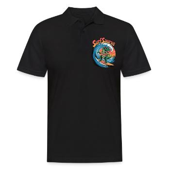 Surfsaurus - Männer Poloshirt - Schwarz - Vorne - Kai (181cm)
