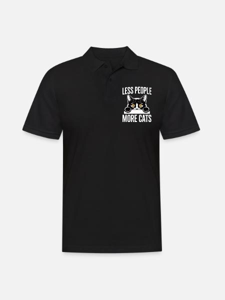 Less People More Cats – For Cat Fans - Men's Polo Shirt - black