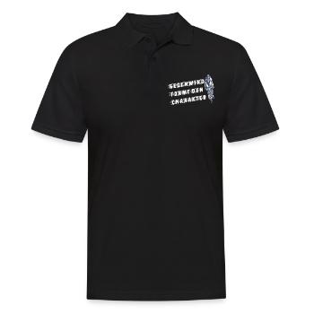 Rennrad Gegenwind formt den Charakter - Männer Poloshirt - Schwarz - Vorne - Kai (181cm)
