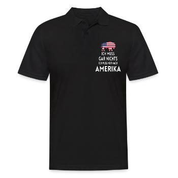 Ich muss gar nichts ich muss nur nach Amerika - Männer Poloshirt - Schwarz - Vorne - Kai (181cm)