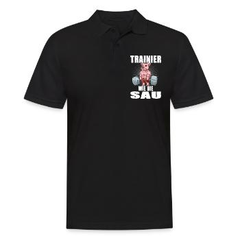 Trainier wie die Sau für einen Tierliebhaber - Männer Poloshirt - Schwarz - Vorne - Kai (181cm)