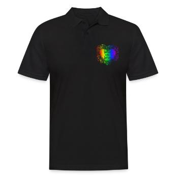 LGBT Heart Rainbow Love is Love Gay Pride - Men's Polo Shirt - black - Front - Kai (181cm)