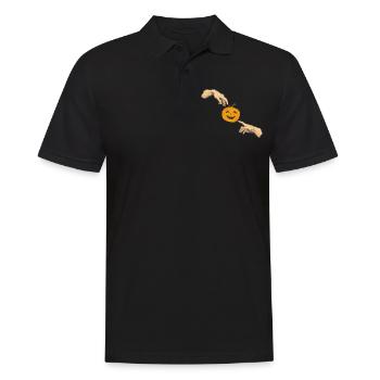 Die Schöpfung Hände mit Halloween Kürbis lustig - Männer Poloshirt - Schwarz - Vorne - Kai (181cm)