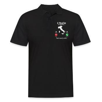 L'italie m'appelle faut que j'y aille! - Polo Homme - noir - Devant - Kai (181cm)