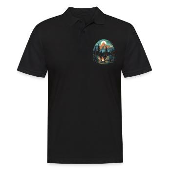Wald-Natur-Trekking-Abenteuer - Männer Poloshirt - Schwarz - Vorne - Kai (181cm)