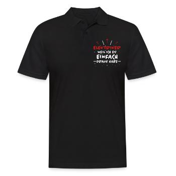 Elektriker Spruch Job Lustiges Elektriker Geschenk - Männer Poloshirt - Schwarz - Vorne - Kai (181cm)