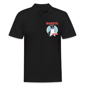 Boston Terrier | Hunde Hundebesitzer Geschenk - Männer Poloshirt - Schwarz - Vorne - Kai (181cm)