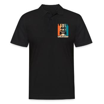 40e anniversaire Gamer Level 40 joueur cadeau - Polo Homme - noir - Devant - Kai (181cm)