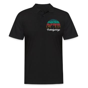 Fichtelgebirge Berg Gebirge Retro Vintage Wandern - Männer Poloshirt - Schwarz - Vorne - Kai (181cm)