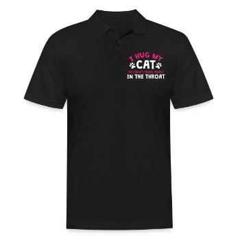 Ich Umarme Meine Katze, Damit Ich Keine Leute - Männer Poloshirt - Schwarz - Vorne - Kai (181cm)