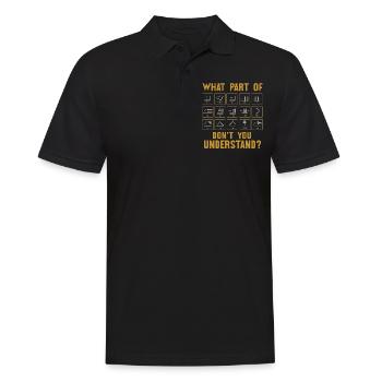 Gabelstaplerbetreiber, Lagerarbeiter, Forkstacker - Männer Poloshirt - Schwarz - Vorne - Kai (181cm)