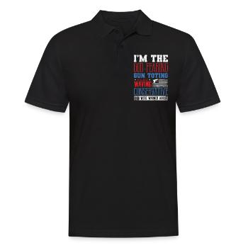 American, God Fear, Flag Wehne Conservative - Men's Polo Shirt - black - Front - Kai (181cm)