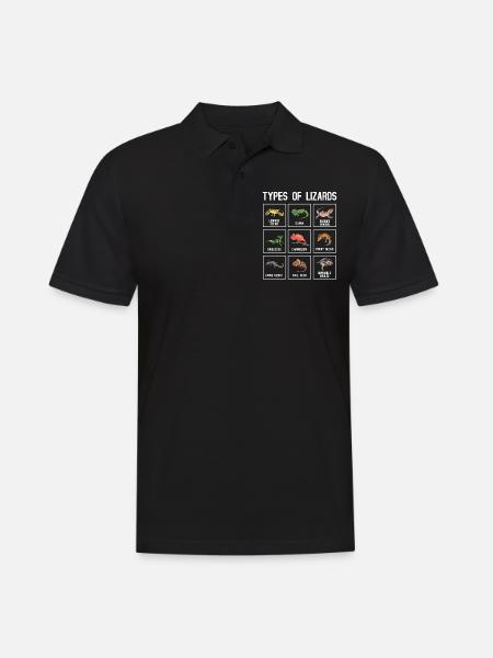 Arten Von Eidechsen, Eidechsen, Reptilien - Männer Poloshirt - Schwarz