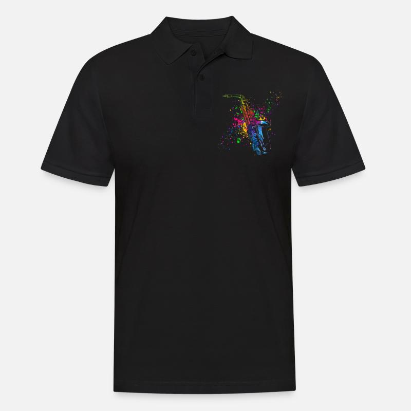 Saxofon, SAXofonist - Männer Poloshirt - Schwarz