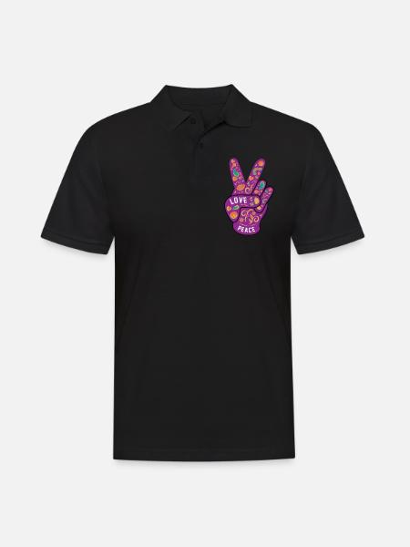 Peace Love Hippie - Men's Polo Shirt - black