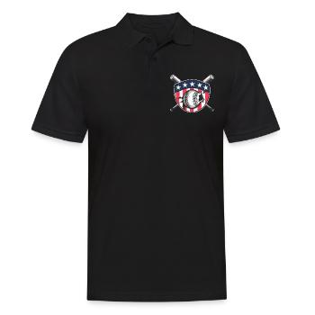 Baseballspieler Badge USA Baseball Team - Männer Poloshirt - Schwarz - Vorne - Kai (181cm)
